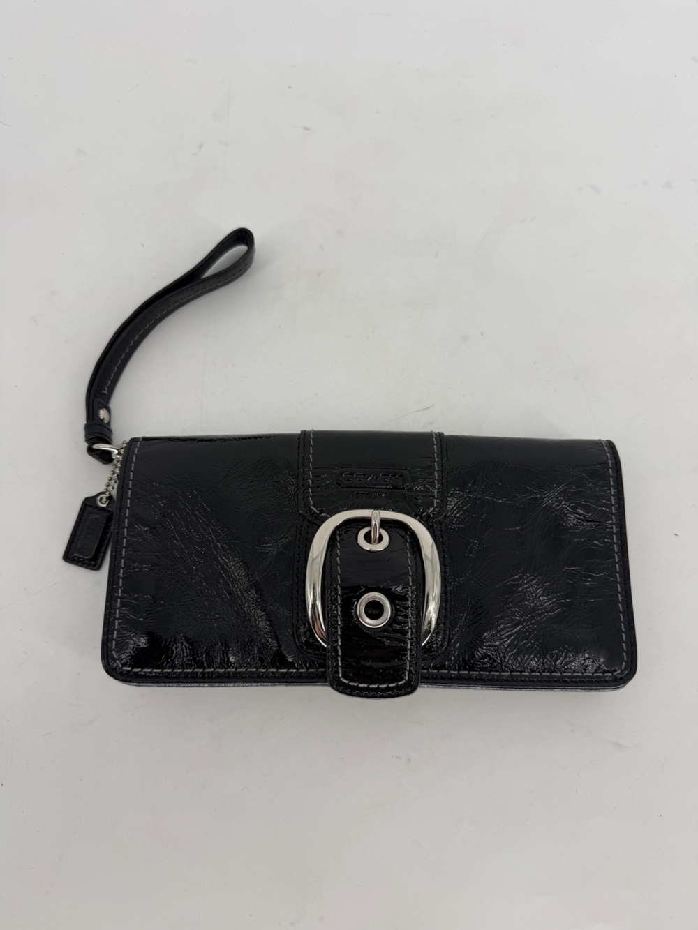 Coach Bleecker Black Patent Leather Wallet Wristlet Clutch